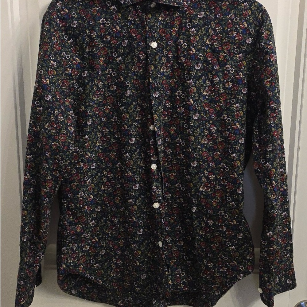Bonobos Men’s M Slim Fit Dark Floral Button-Down Shirt – 100% Cotton